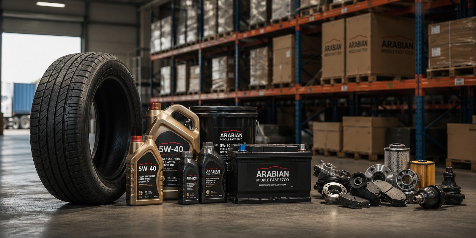 Arabian Middle East tires, oils, battery and auto-parts lineup