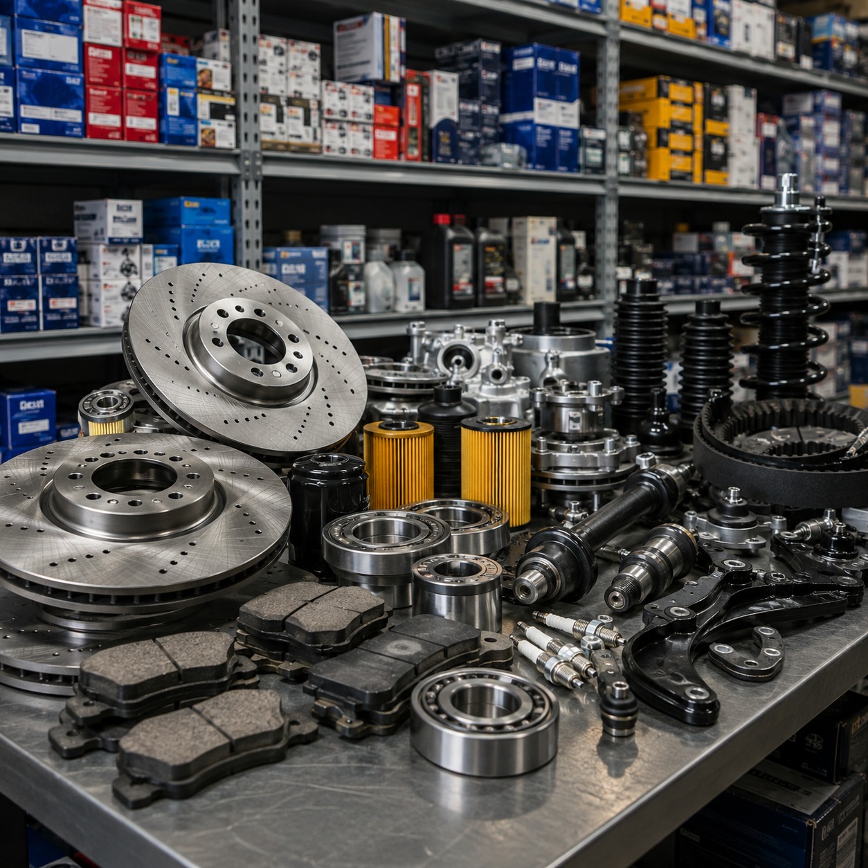 Auto parts including rotors, bearings and pads